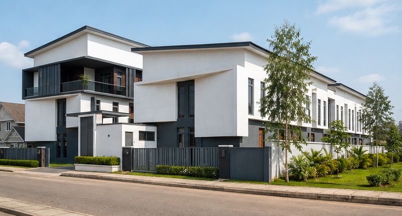 Gated compound and landscaping at Harmel Court